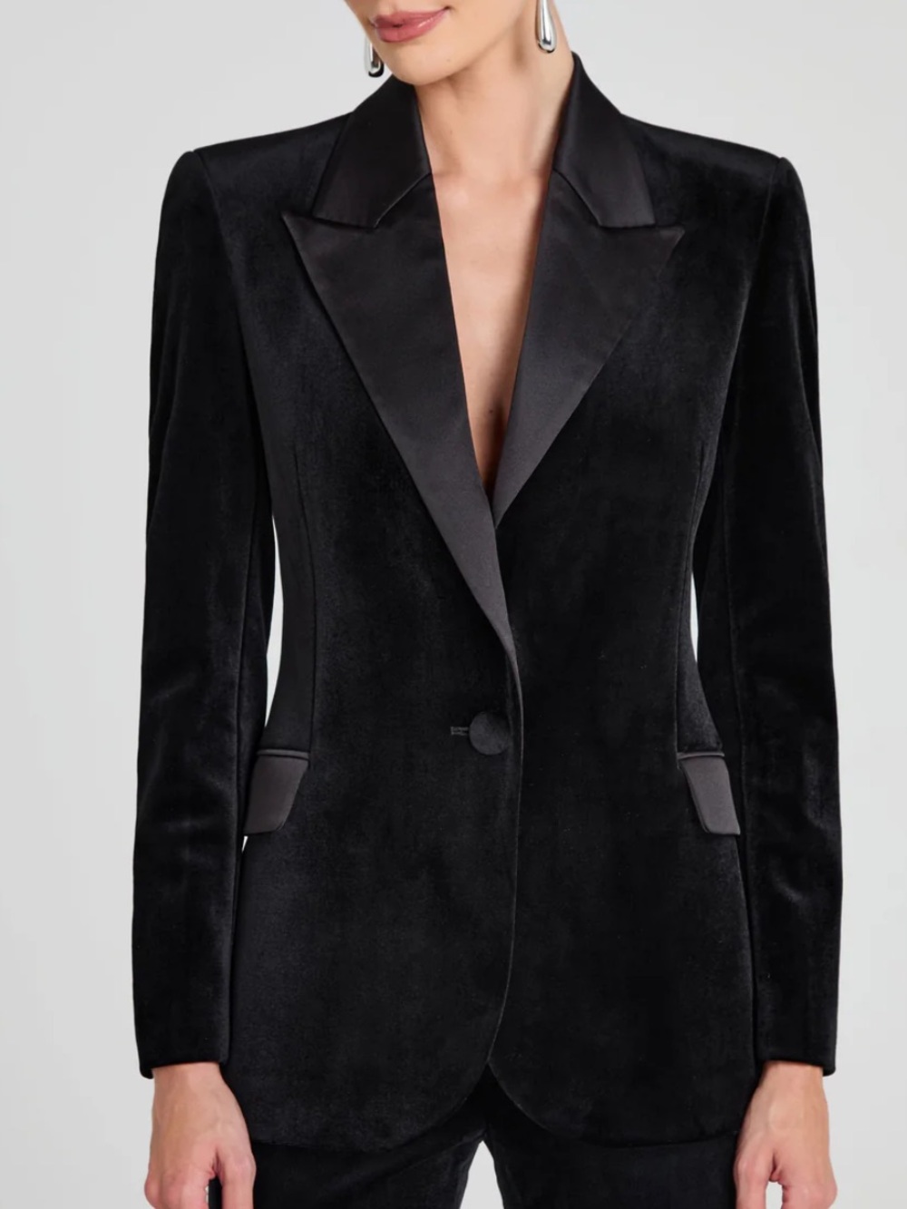 Nadine Merabi Beatrice Blazer Velvet Black
